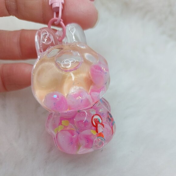 2/$19 Labubu Flowing Sand Exquisite pink keychain with bell - Picture 9 of 9
